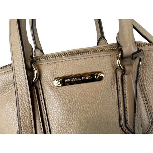 Michael Kors Satchel Handbag w Crossbody Chain Strap  Light Tan Leather - Picture 7 of 16